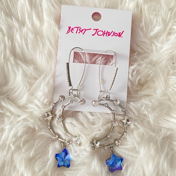 BETSEY JOHNSON Faux Stone Celestial Moon Dangle Earrings NWT - Picture 2 of 9